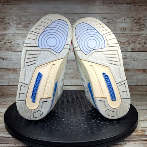 Air Jordan Retro 3 Sneakers Boy's Size 13C White/Blue Athletic Shoes - Picture 7 of 9